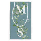 Monogram Eucalyptus Sage Wedding Favor Gift Bag Klein Cadeauzakje (Voorkant)