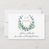 Monogram Eucalyptus Script Weddenschap personalise Bedankkaart (Voorkant)