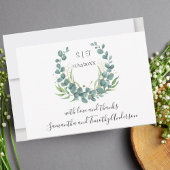 Monogram Eucalyptus Script Weddenschap personalise Bedankkaart