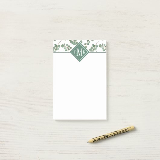 Monogram | Eucalyptus Silver Dollar Tree Foliage Post-it® Notes (Op bureau)