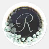 Monogram eucalyptus-Sticker Ronde Sticker (Voorkant)