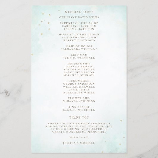 Monogram Eucalyptus Waterverf Weddenschap Programm (Achterkant)