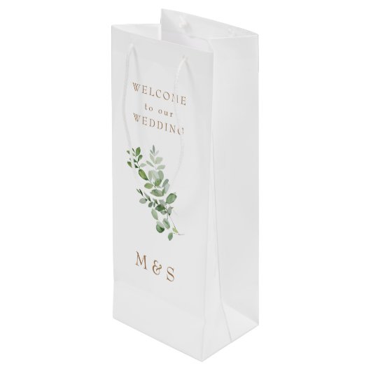 Monogram Eucalyptus Weddenschap Klein fornuis Wijn Cadeautas (Achterkant Gekanteld)