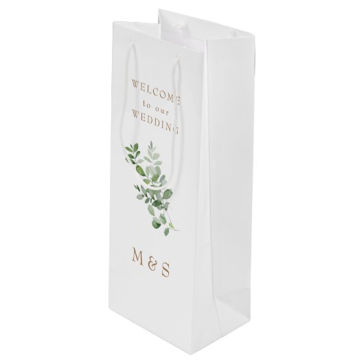 Monogram Eucalyptus Weddenschap Klein fornuis Wijn Cadeautas (Voorkant Gekanteld)