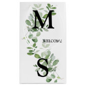 Monogram Eucalyptus Wedding Favor Gift Bag Klein Cadeauzakje (Achterkant)