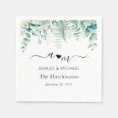 Monogram Eucalyptus Wedding Servet (Voorkant)