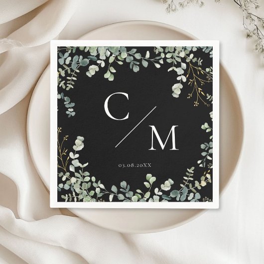Monogram Eucalyptus Wedding Servet