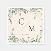 Monogram Eucalyptus Wedding Servet (Voorkant)