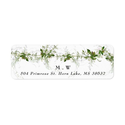 Monogram Eucalyptus Wreath Wedding Envelope Etiket (Voorkant)