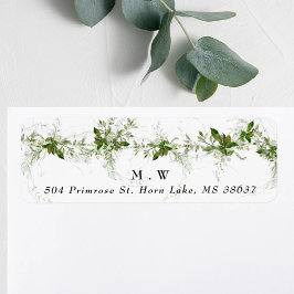 Monogram Eucalyptus Wreath Wedding Envelope Etiket