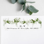 Monogram Eucalyptus Wreath Wedding Envelope Etiket