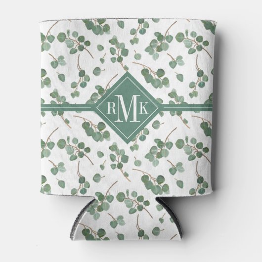 Monogram | Eucalyptus Zilver Dollar Boom Bladgroen Blikjeskoeler (Voorkant)