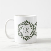 Monogram Eucalyptusbladeren Elegant Modern Koffiemok (Links)