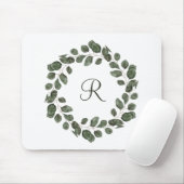 Monogram Eucalyptusbladeren Elegant Modern Muismat (Met muis)