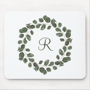 Monogram Eucalyptusbladeren Elegant Modern  Muismat