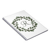 Monogram Eucalyptusbladeren Elegant Modern  Notitieboek (Rechterzijde)