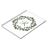 Monogram Eucalyptusbladeren Elegant Modern  Notitieboek (Linkerzijde)