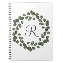 Monogram Eucalyptusbladeren Elegant Modern  Notitieboek