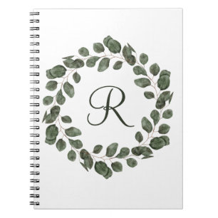 Monogram Eucalyptusbladeren Elegant Modern  Notitieboek
