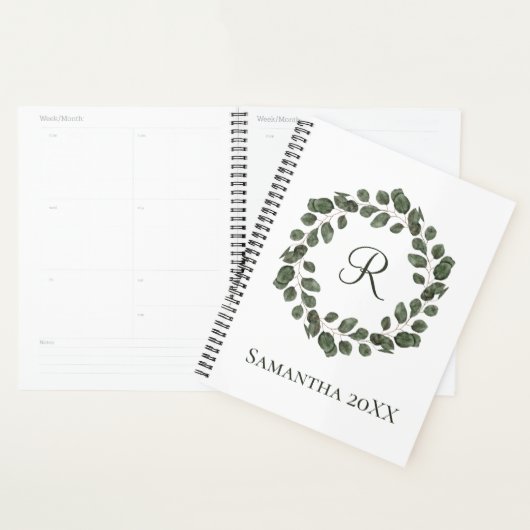 Monogram Eucalyptusbladeren Elegant Modern Planner (Display)