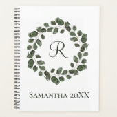 Monogram Eucalyptusbladeren Elegant Modern Planner (Voorkant)