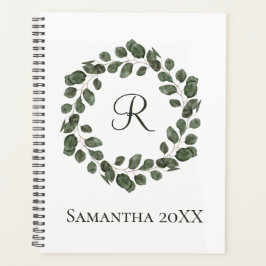 Monogram Eucalyptusbladeren Elegant Modern  Planner