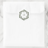 Monogram Eucalyptusbladeren Elegant Modern Ronde Sticker (Tas)
