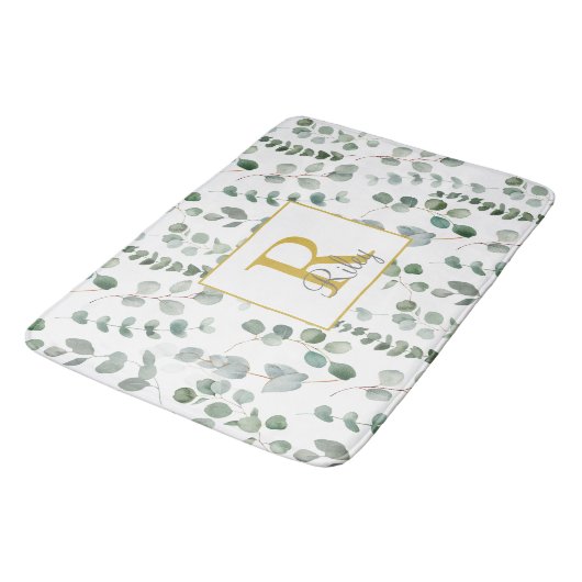 Monogram eucalyptuspatroon badmat (Gekanteld)