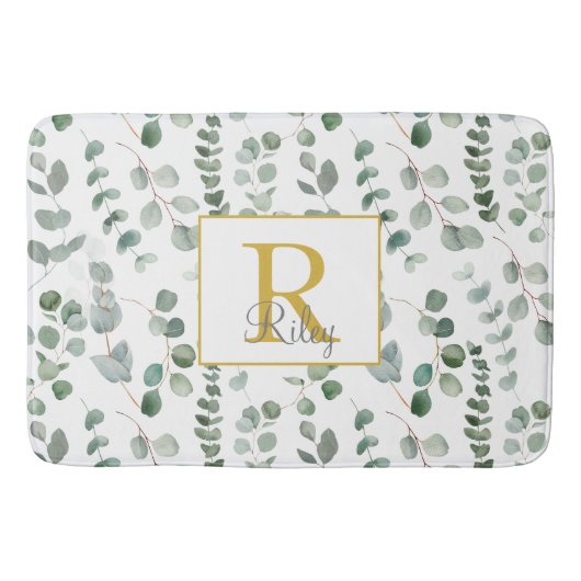 Monogram eucalyptuspatroon badmat (Voorkant)