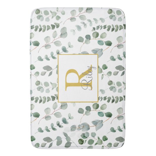 Monogram eucalyptuspatroon badmat (Voorkant Verticaal)