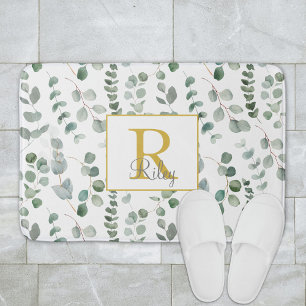 Monogram eucalyptuspatroon badmat