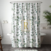 Monogram eucalyptuspatroon douchegordijn