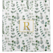 Monogram eucalyptuspatroon douchegordijn (Voorkant)