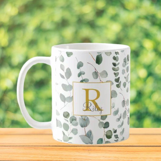 Monogram eucalyptuspatroon koffiemok