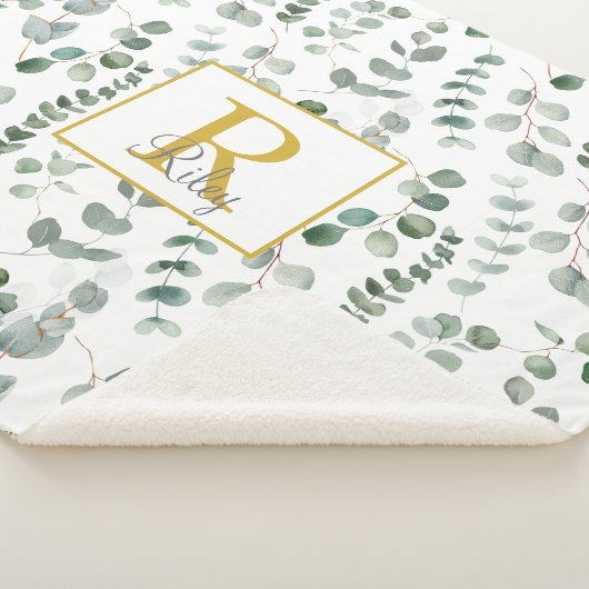 Monogram eucalyptuspatroon sherpa deken (3/4)