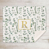 Monogram eucalyptuspatroon sherpa deken