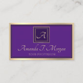 Monogram Event Planner Gold Lijst Royal Paars Visitekaartje (Voorkant)