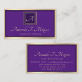 Monogram Event Planner Gold Lijst Royal Paars Visitekaartje (Voorkant / Achterkant)