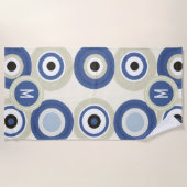 Monogram Evil Eye Retro Moderne Strandlaken (Voorkant)