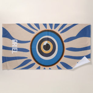 Monogram Evil Eye Vintage Retro Badhanddoek
