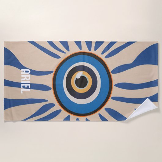 Monogram Evil Eye Vintage Retro Badhanddoek (Voorkant)