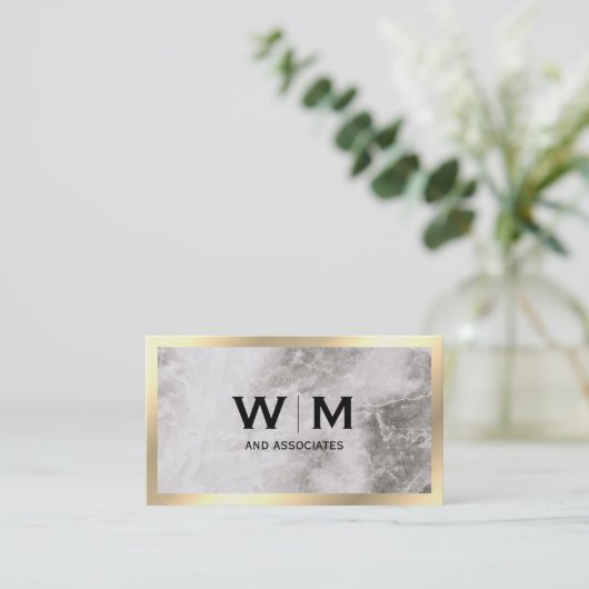 Monogram | Executive Gold Border Marmer Visitekaartje (Staand voorkant)