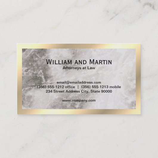 Monogram | Executive Gold Border Marmer Visitekaartje (Achterkant)