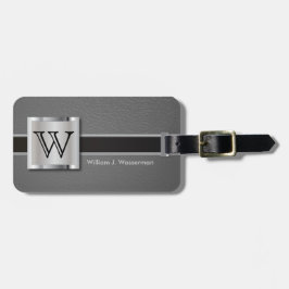 Monogram Executive Gray Leather Style Bagagelabel