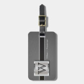 Monogram Executive Gray Leather Style Bagagelabel (Voorkant verticaal)