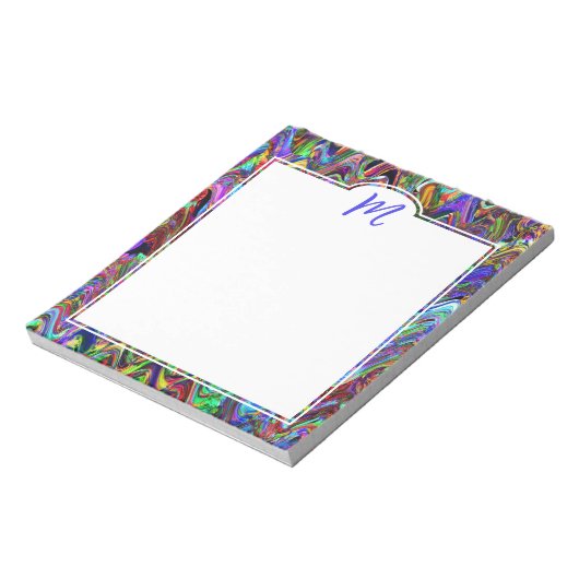 Monogram Exuberant Kleur Zigzag Abstract Blocnote (Linkerzijde)