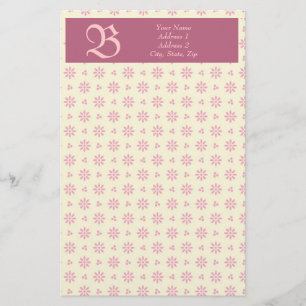 Monogram Eyelet Ecru & Roze Stationery Briefpapier