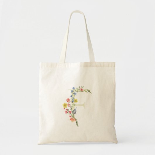 monogram F bruiloft wilde bloem bruidsuitnodiging Tote Bag (Voorkant)