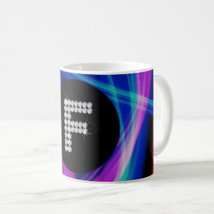 Monogram F Diamond Neon Colorful Background Bling Koffiemok