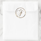 Monogram F Faux Bronze Ronde Sticker (Tas)